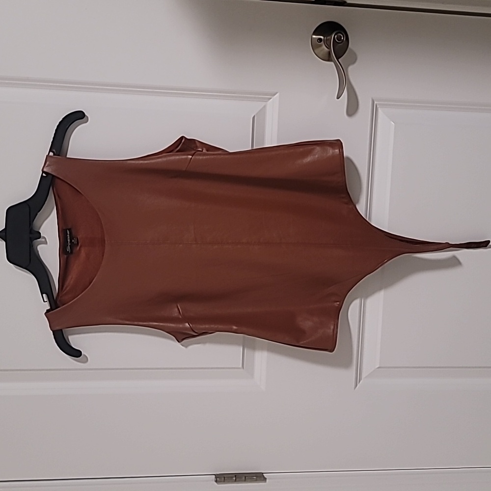 Shine Star Faux Leather Bodysuit - Picture 1 of 7